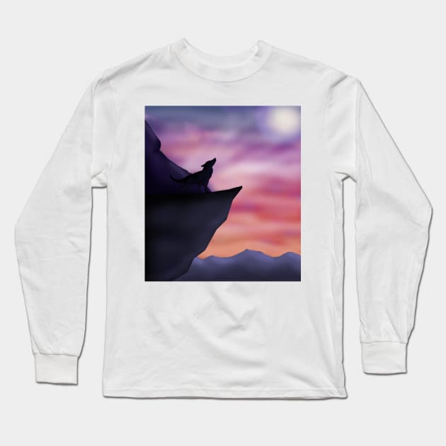 Wolf in the mountains Long Sleeve T-Shirt by Eikia